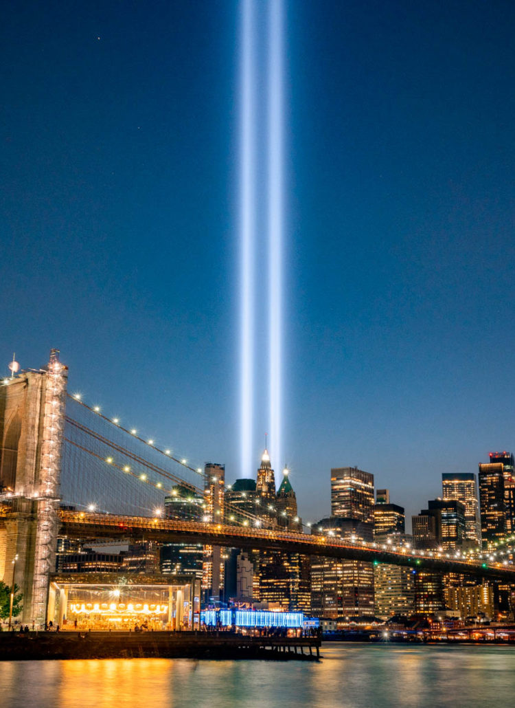 view of 9/11 Lights from DUMBO