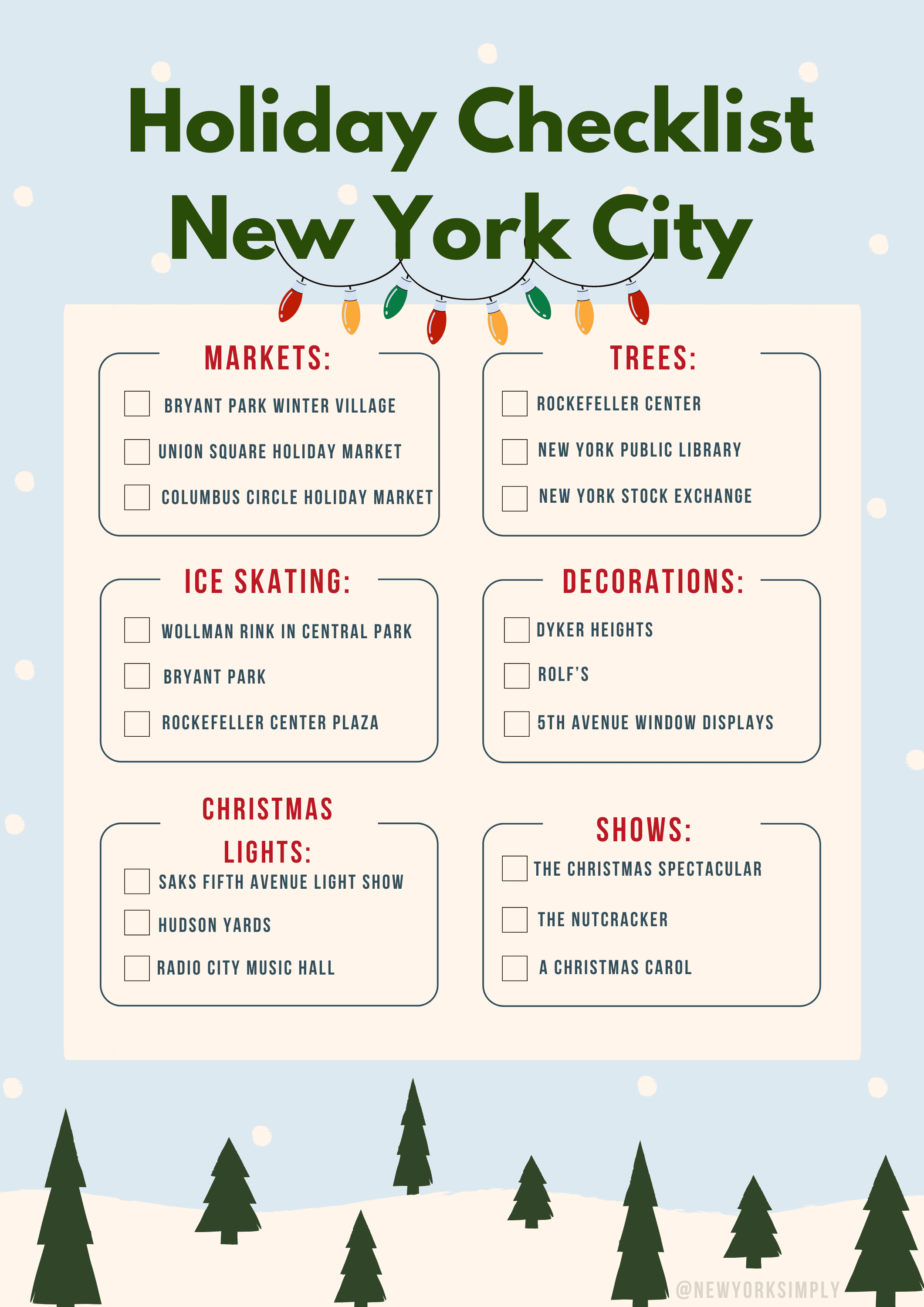 Holiday Checklist NYC
Downloadable Bucket List NYC