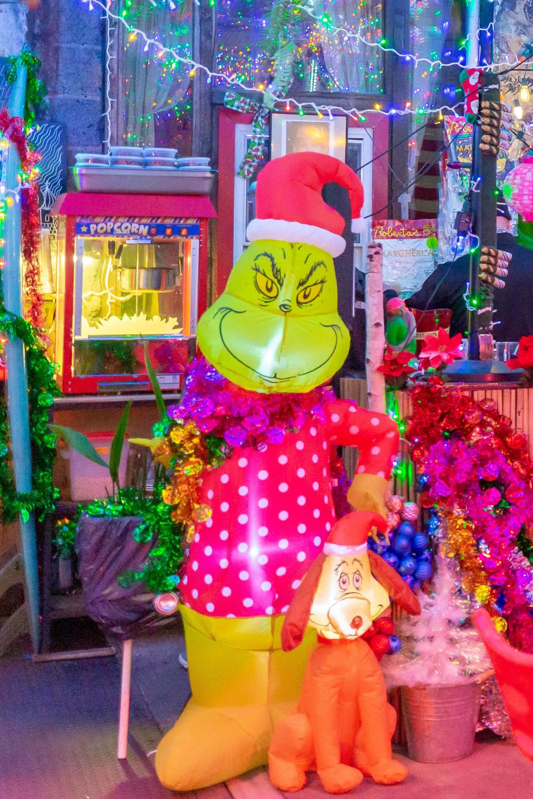 The Grinch Christmas Blow Up Decoration at Roberta's Grinchy's pop up
