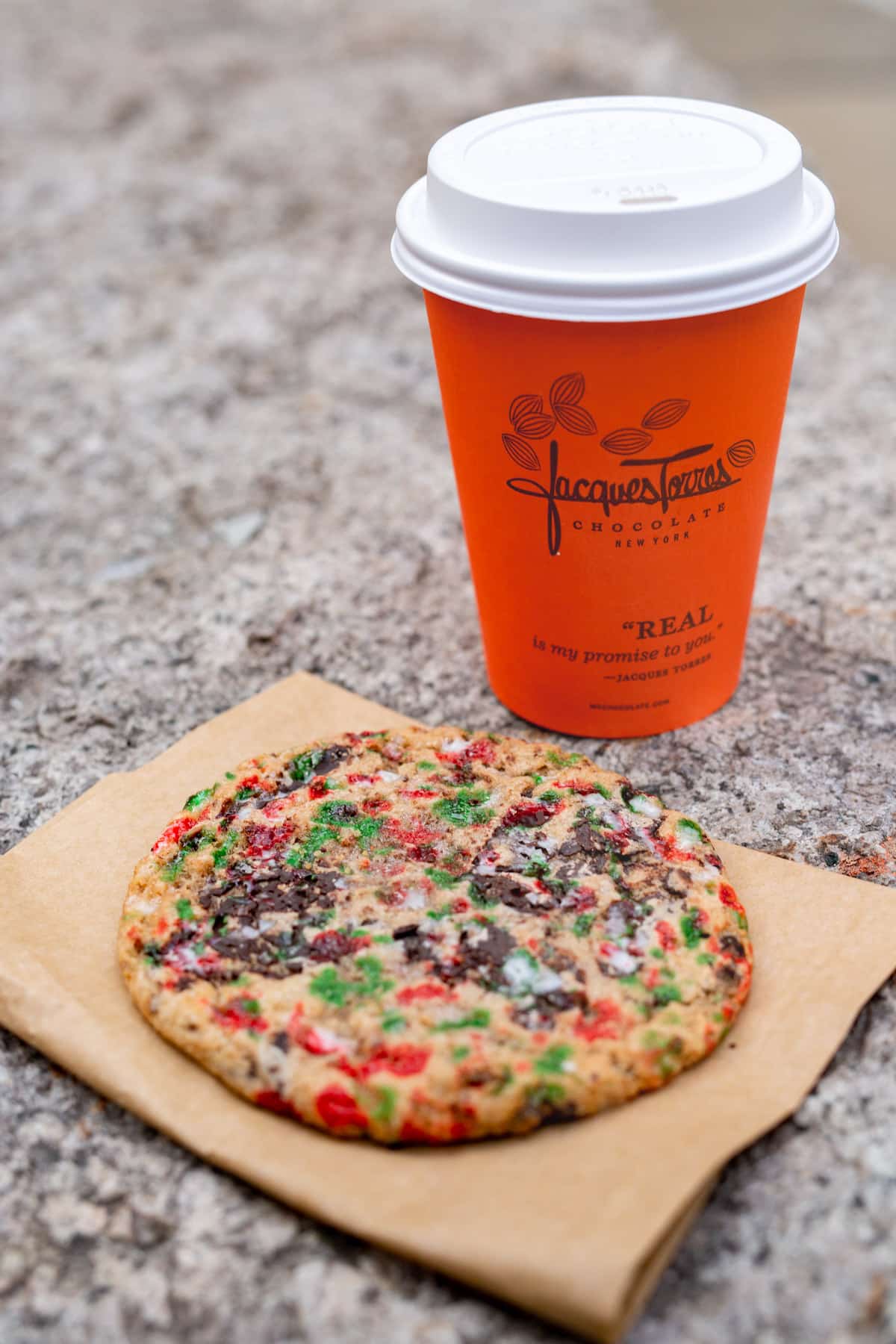 Jacques Torres Hot Chocolate and peppermint chocolate chip cookie
DUMBO Bakery