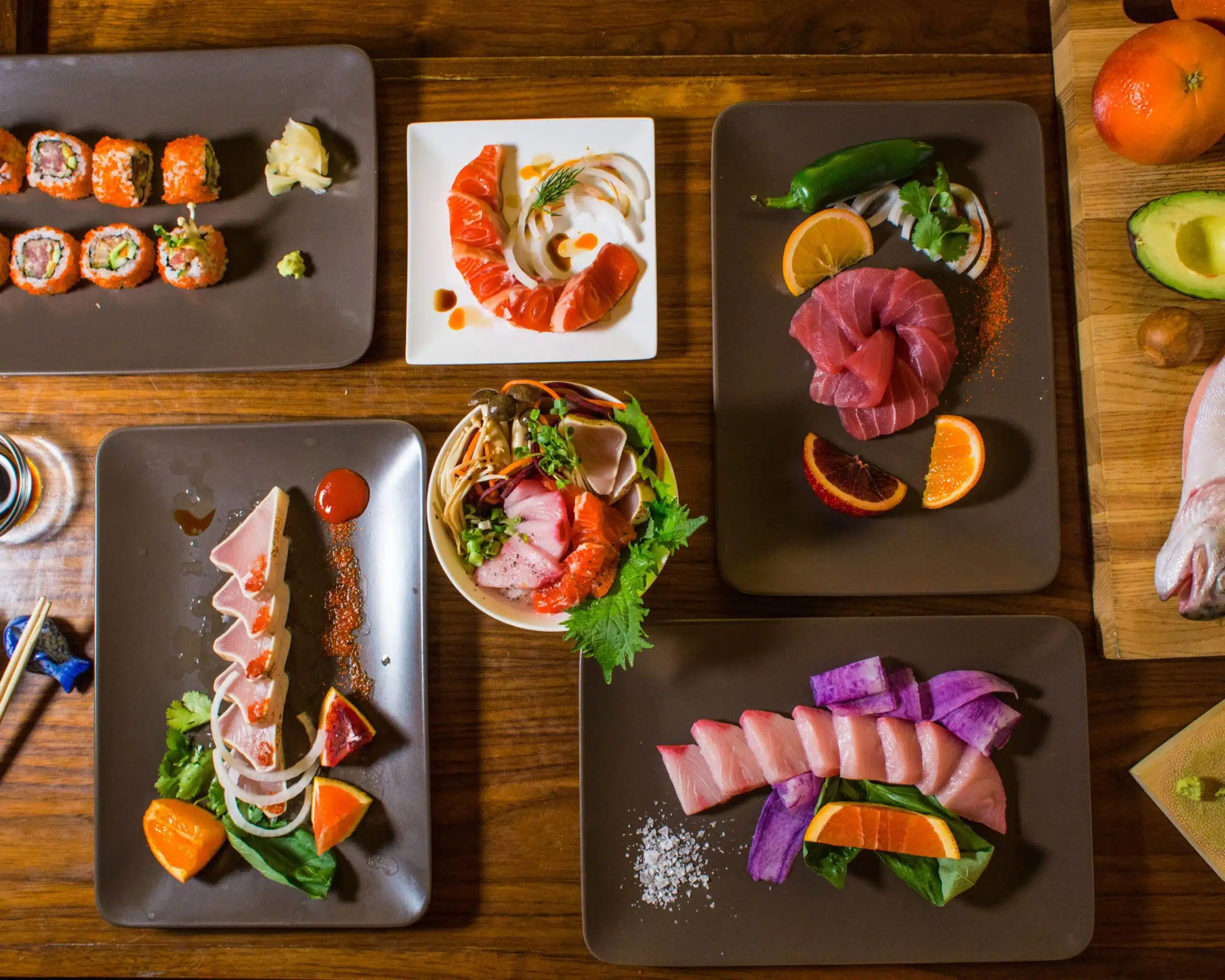 Full table of sushi at Umami Sushi, best sushi West Village