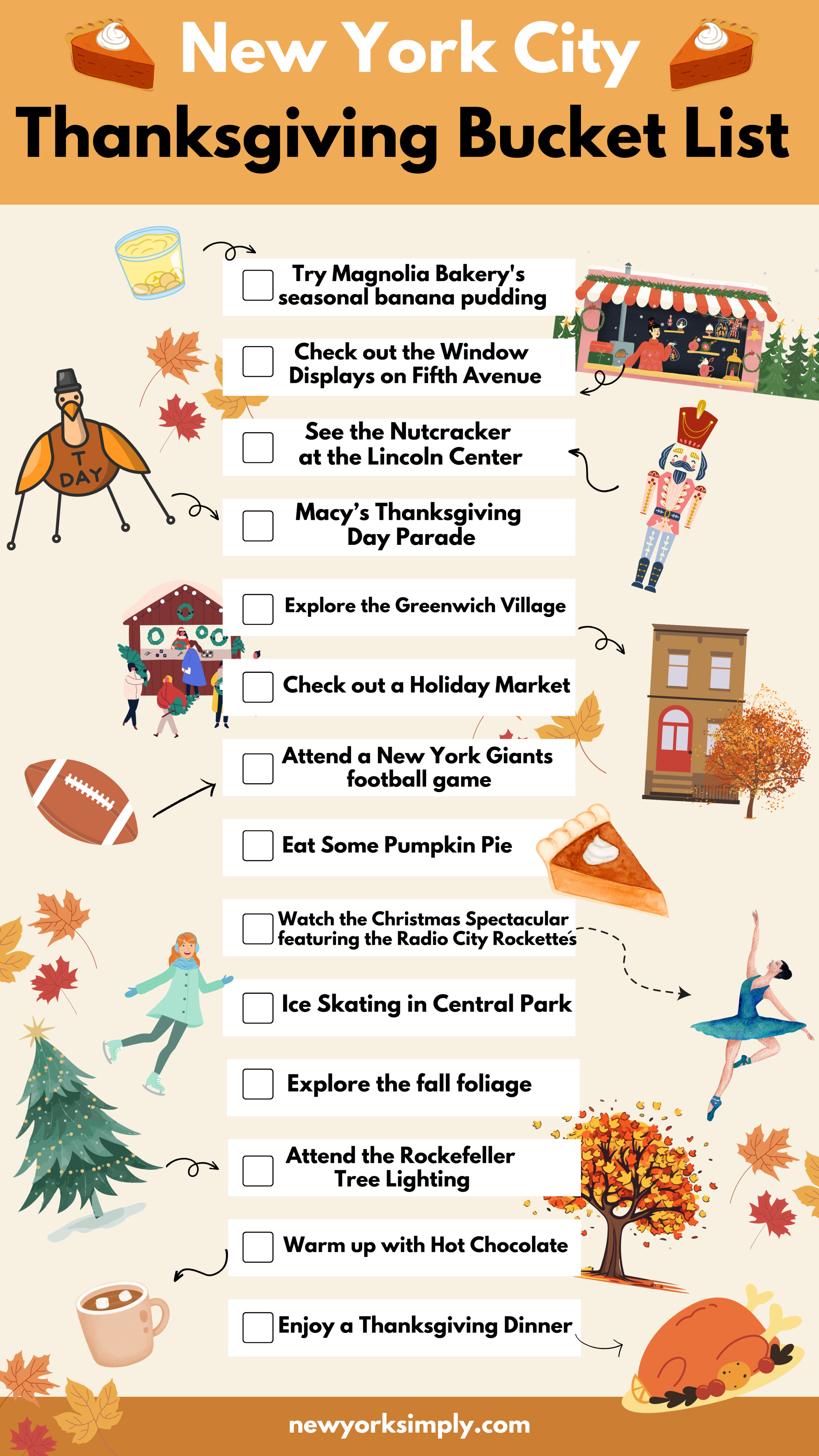 thanksgiving in NYC Check List 
Bucket list 
