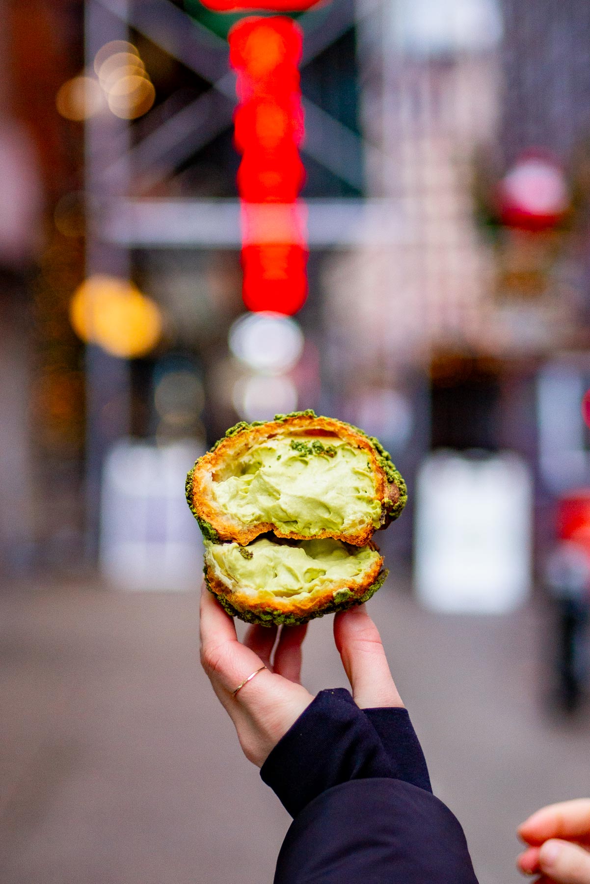 Famous matcha cream puff from Bibble & Sip, best desserts in New York City