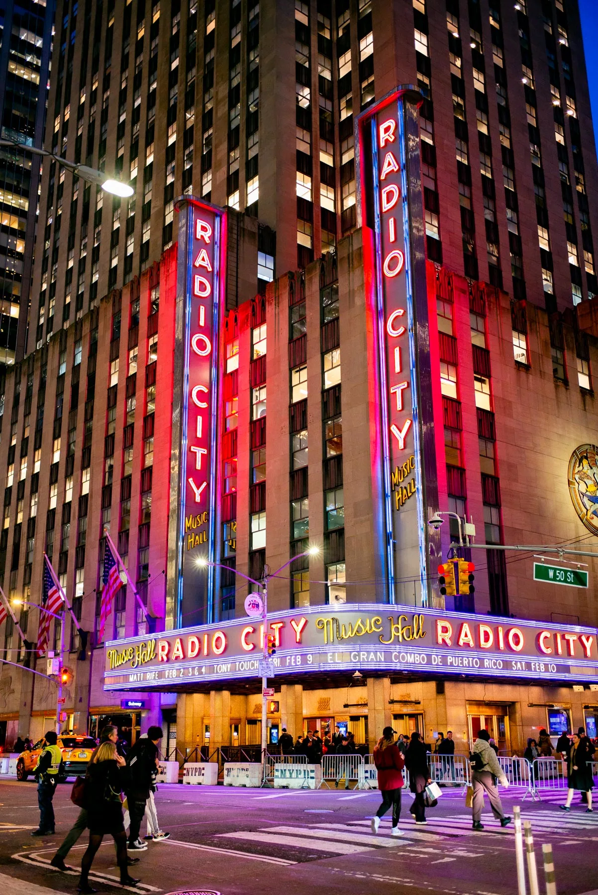 Radio City Hall in NYC at night