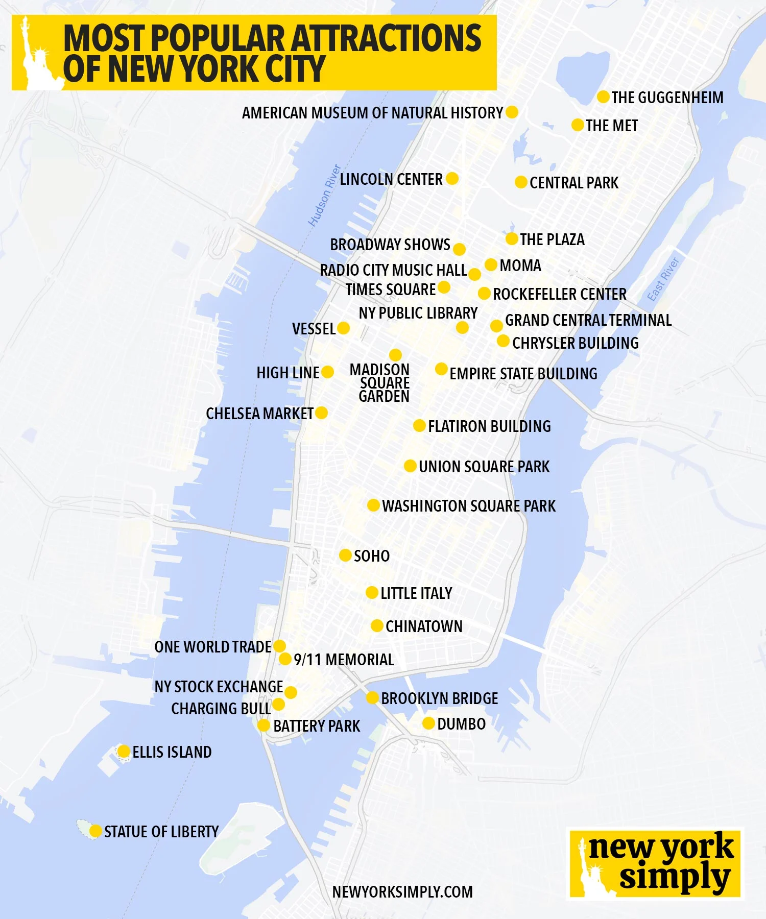 nyc tourist attractions map, new york city tourist attractions map, new york city attractions map