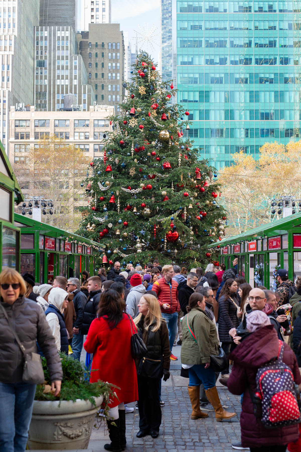 Christmas Tree at Bryant Park Winter Village, December in NYC