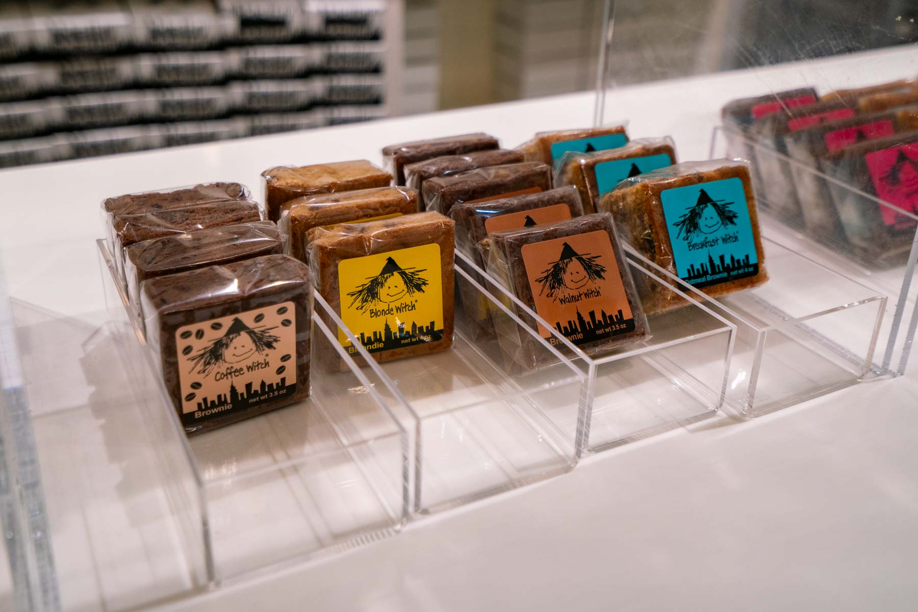 Selection of packaged brownies from Fat Witch Bakery, the best desserts at the Chelsea Market
