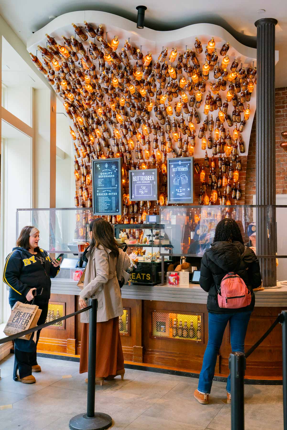 Butter Beer wall in Harry Potter Store in the Flatiron District